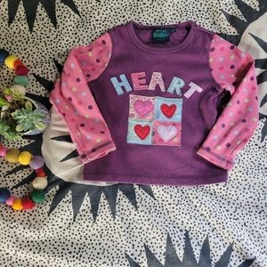 Mini Boden polka Dots and hearts patch work long sleeve shirt